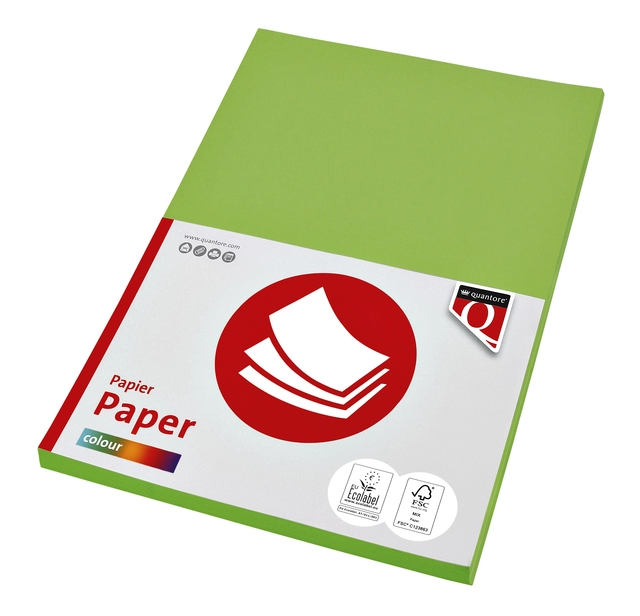 Een Kopieerpapier Quantore Colour A4 80gr helgroen 100 vel koop je bij van Kerkvoorde & Hollander B.V.