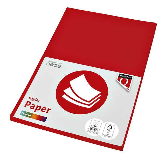 Een Kopieerpapier Quantore Colour A4 80gr felrood 100vel koop je bij Schellen Boek- en Kantoorboekhandel