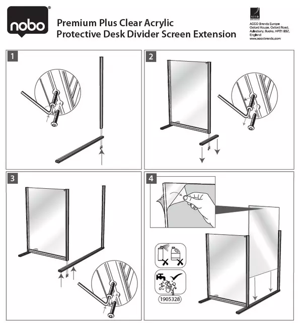 Een Extension écran de protection Nobo modulaire acrylique transparent 400x1000mm koop je bij QuickOffice BV