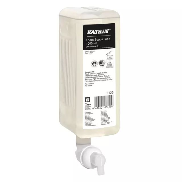 Een Handzeep Katrin Foam Clean 1000ml 3136 koop je bij Quality Office Supplies