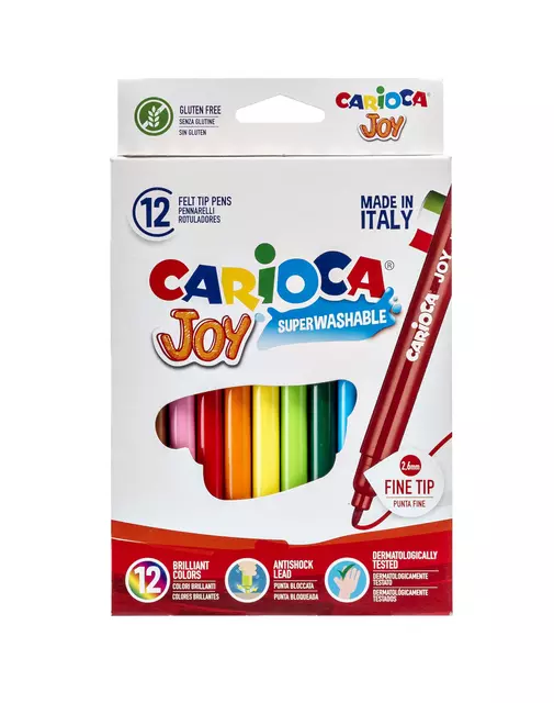 Een Viltstift Carioca Joy assorti set à 12 stuks koop je bij Clippz! Office Supplies