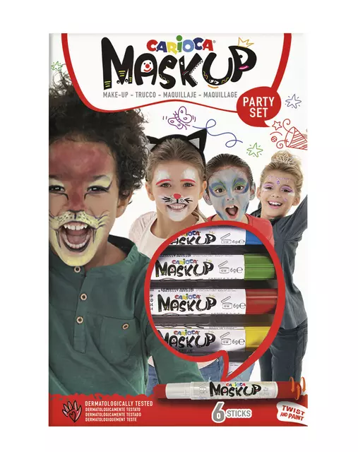 Een Schminkstift Carioca make-up feest set à 6 kleuren koop je bij Schellen Boek- en Kantoorboekhandel