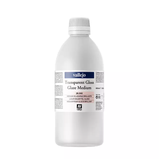 Een Acrylmedium Acrylicos Vallejo extra stevig 500ml 590 transparant glans koop je bij Topkantoor Repro Creatief