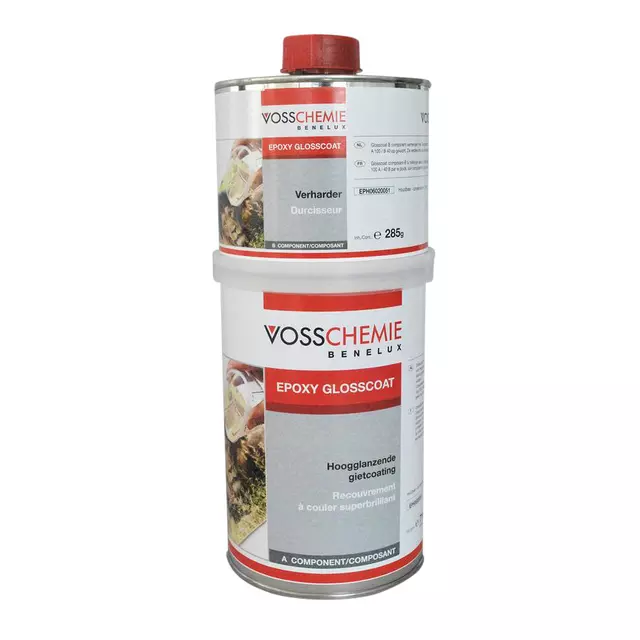 Een Epoxy glosscoat Voss helder 1kg + verharder koop je bij Sysdicom BV