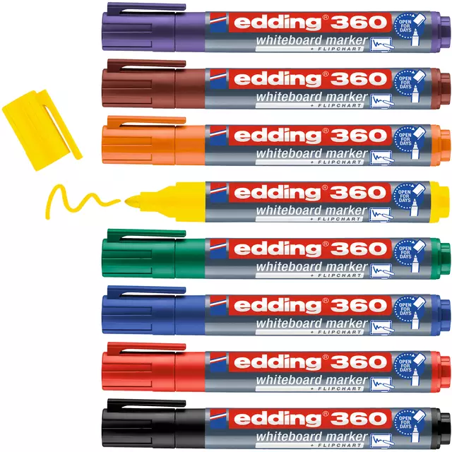 Een Viltstift edding 360 whiteboard rond 1.5-3mm assorti set à 8 stuks koop je bij QuickOffice BV