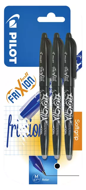 Een Rollerpen PILOT friXion BL-FR7 M 3st zwart koop je bij All Office Kuipers BV