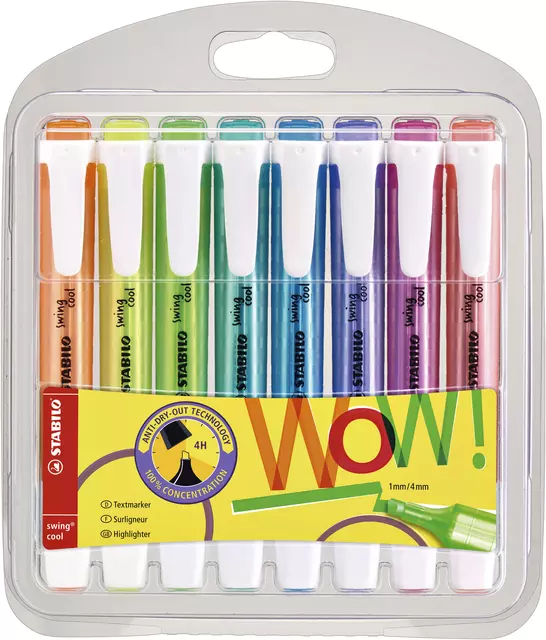 Een Markeerstift STABILO Swing cool 275/8 Wow assorti etui à 8 stuks koop je bij Deska Alles voor Kantoor