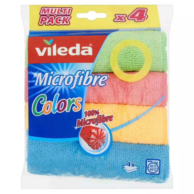 Een Microvezeldoeken Vileda 4 kleuren pak koop je bij All Office Kuipers BV