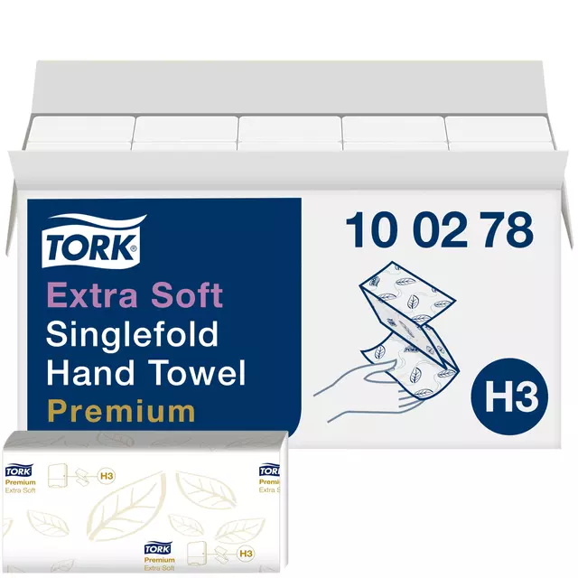 Een Handdoek Tork H3 Z-gevouwen premium 2-laags wit 100278 koop je bij De Joma BV