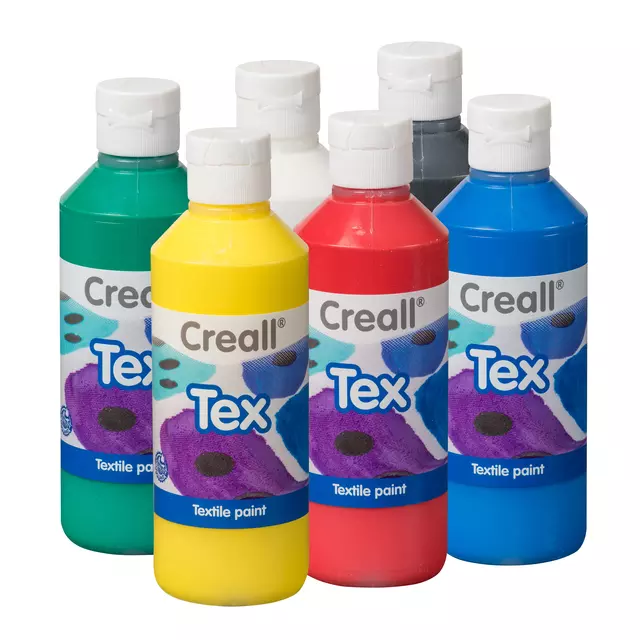 Een Textielverf Creall Tex 6 stuks 6 kleuren 250ml koop je bij All Office Kuipers BV