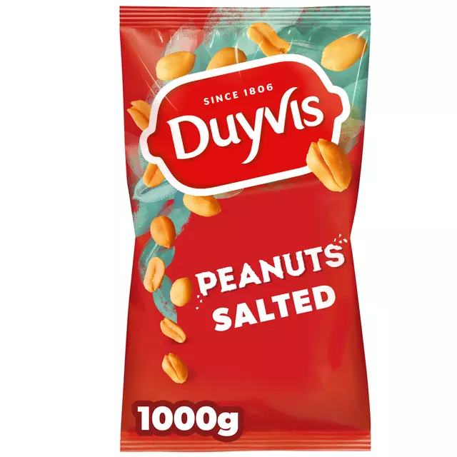 Een Pinda Duyvis gezouten zak1000 gram koop je bij De Joma BV