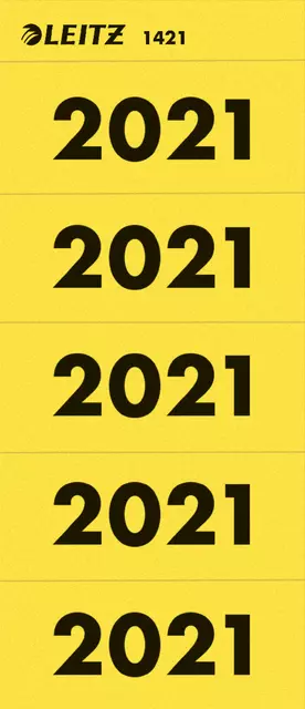 Een Rugetiket Leitz jaartal 2021 80mm geel koop je bij De Rijk Kantoorshop