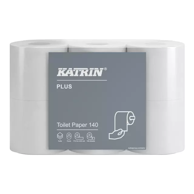 Buy your Toiletpapier Katrin Plus 3-laags wit 143vel 48rollen at QuickOffice BV