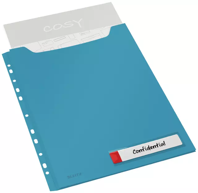 Een Insteekmap U-model Leitz Cosy harmonica A4 met perforatiestrip PP blauw koop je bij QuickOffice BV