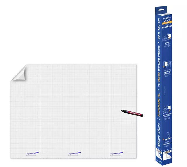 Een Magic-Chart Legamaster flipchart XL 90x120cm wit met ruit koop je bij De Joma BV