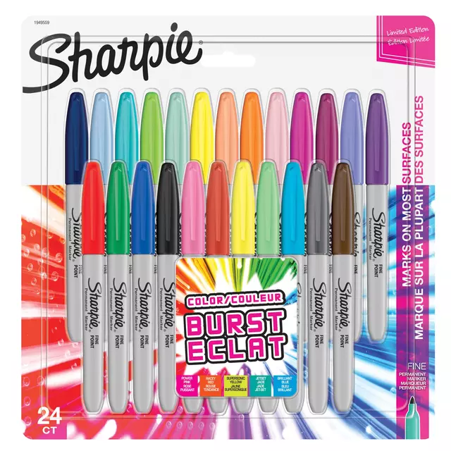 Een Viltstift Sharpie rond Color Burst Eclat fijn assorti blister à 24 stuks koop je bij QuickOffice BV