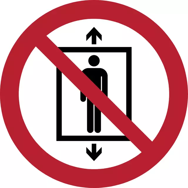 Een Pictogram Tarifold verboden lift te gebruiken door personen ø200mm koop je bij Sysdicom BV