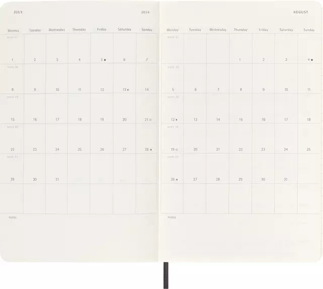 Een Agenda 2024 Moleskine 12M Planner Weekly 7dag/1pagina large 130x210mm soft cover black koop je bij Draais.com