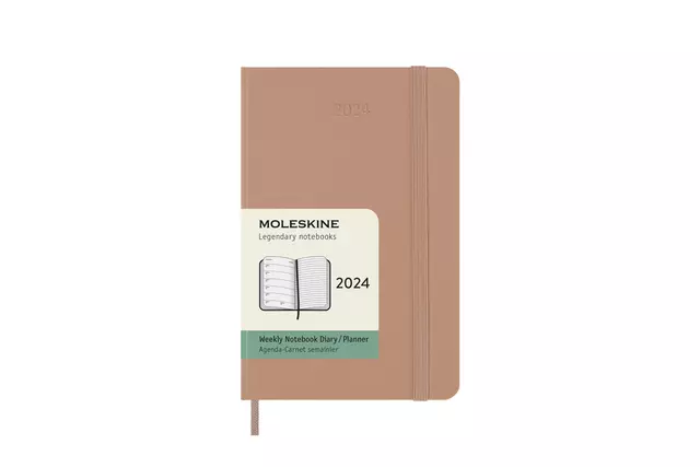 Een Agenda 2024 Moleskine 12M Planner Weekly 7dag/1pagina pocket 90x140mm hard cover sand brown koop je bij Draais.com