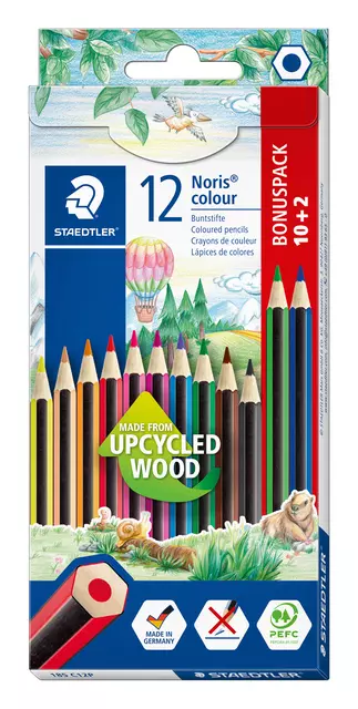 Een Kleurpotlood Staedtler Noris 185 set à 10+2 kl koop je bij All Office Kuipers BV