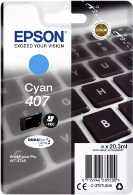 Een Inktcartridge Epson 407 T07U240 blauw koop je bij Sysdicom BV