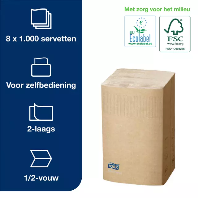 Een Servetten Tork Xpressnap® 1/2 vouw 2-laags 1000st naturel 12880 koop je bij Continu Kantoor