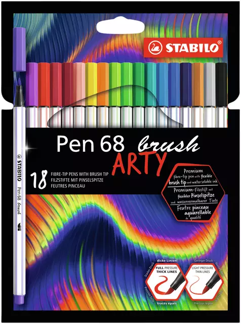 Een Brushstift STABILO Pen 568/18 Arty assorti etui à 18 stuks koop je bij De Joma BV