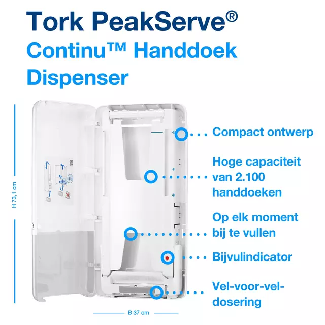 Een Handdoekdispenser Tork PeakServe H5 wit 552500 koop je bij All Office Kuipers BV