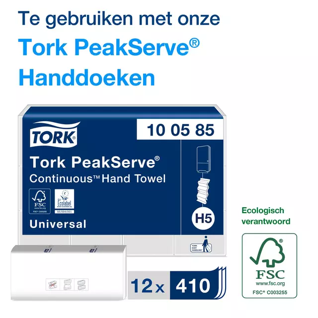 Een Handdoekdispenser Tork PeakServe® Mini Continu™ H5 Elevation wit 552550 koop je bij De Joma BV