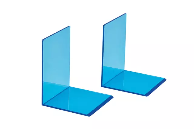 Een Boekensteun MAUL 10x10x13cm acryl set 2 neon blauw transparant koop je bij Continu Kantoor