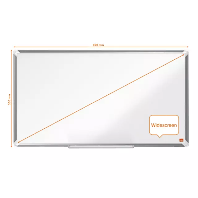 Een Whiteboard Nobo Premium Plus Widescreen 50x89cm staal koop je bij De Rijk Kantoorshop