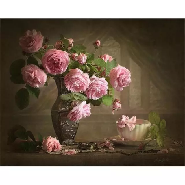 Een Schilderen op nummers vaas met rozen koop je bij De Joma BV