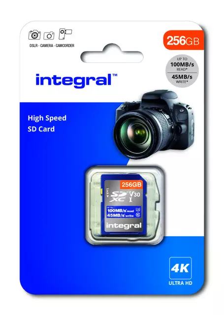 Een Geheugenkaart Integral SDHC-XC 256GB koop je bij All Office Kuipers BV