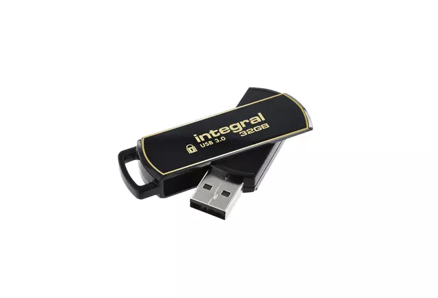 Een USB-stick Integral 3.0 Secure 360 32GB zwart koop je bij All Office Kuipers BV