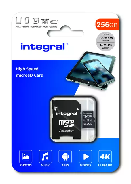 Een Geheugenkaart Integral microSDXC 256GB koop je bij De Joma BV