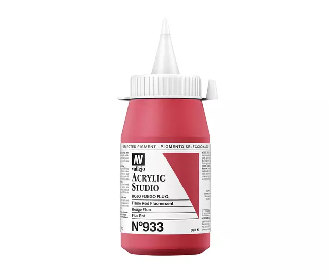 Een Acrylverf Acrylicos Vallejo 500 ml Fluor Flame Red koop je bij Topkantoor Repro Creatief