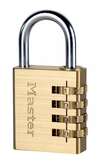 Een Hangslot Master Lock combinatieslot messing 40mm koop je bij Clippz! Office Supplies