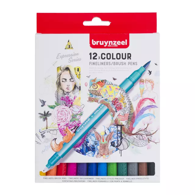 Een Fineliner pinceau Bruynzeel Creatives set 12 couleurs koop je bij QuickOffice BV