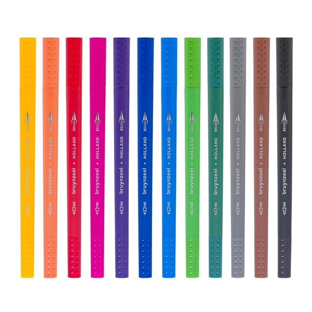 Een Fineliner Brush pen Bruynzeel Creatives set 12 kleuren koop je bij Company Supplies