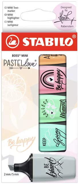 Een Markeerstift STABILO BOSS mini Pastellove assorti etui à 5 stuks koop je bij De Joma BV