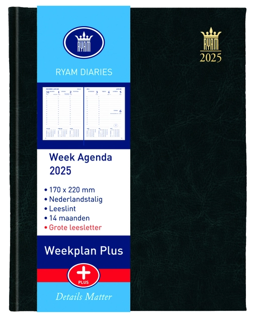 Een Agenda 2025 Ryam Weekplan Plus Mundior groot letter 7dagen/2pagina's assorti koop je bij Topkantoor Repro Creatief