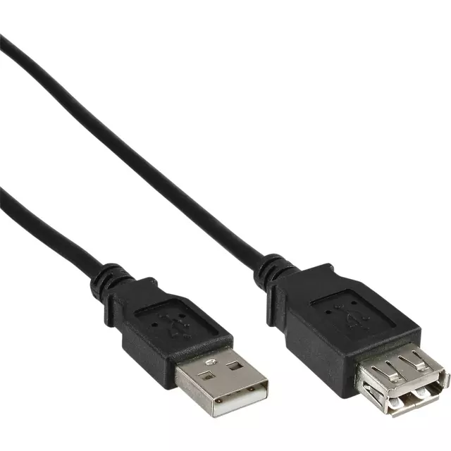 Een KABEL INLINE VERLENG USB-A 2.0 M/V 1.8 M ZWART koop je bij All Office Kuipers BV