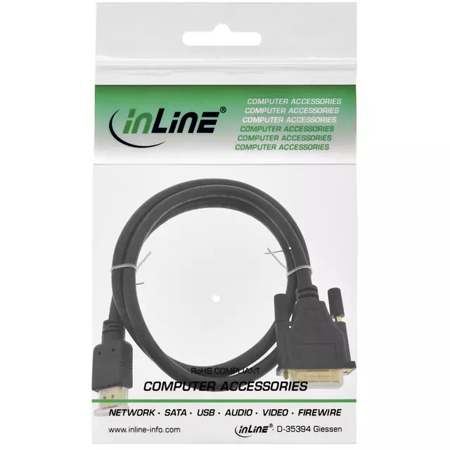 Een Kabel inLine HDMI DVI 18+1 pin M/M 2 meter zwart koop je bij Clippz! Office Supplies