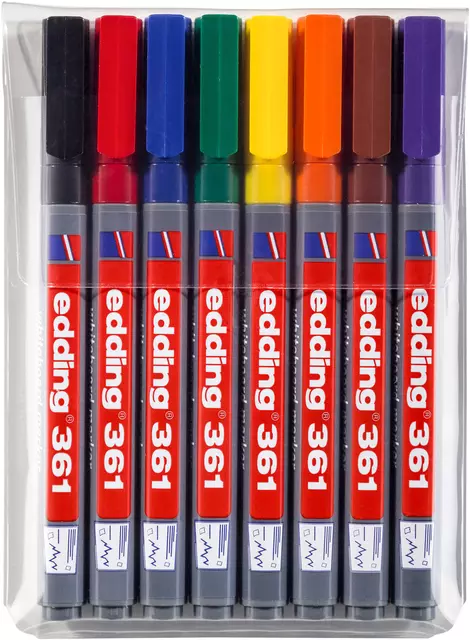 Een Viltstift edding 361 whiteboard rond 1mm assorti set à 8 stuks koop je bij Romijn Office Supply