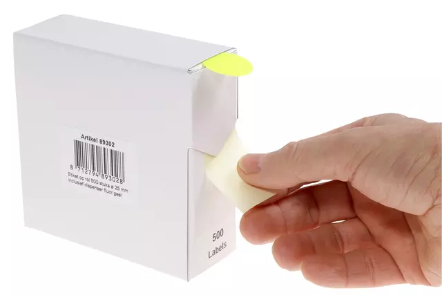 Een Etiket Rillprint 25mm 500st op rol fluor geel koop je bij De Joma BV