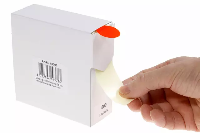 Een Etiket Rillprint 25mm 500st op rol fluor rood koop je bij All Office Kuipers BV
