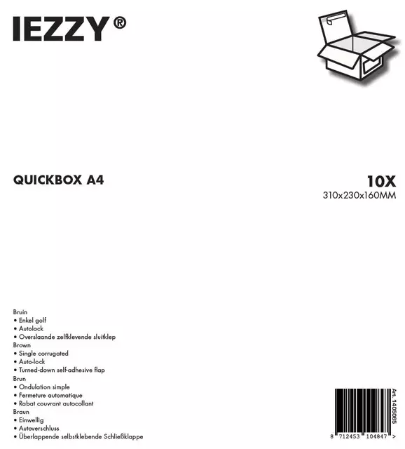 Een Quickbox IEZZY A4 310x230x160mm 10 stuks koop je bij De Joma BV