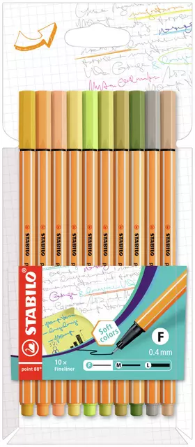 Een Fineliner STABILO point 88/10 fijn assorti nieuwe kleuren set à 10 stuks koop je bij QuickOffice BV