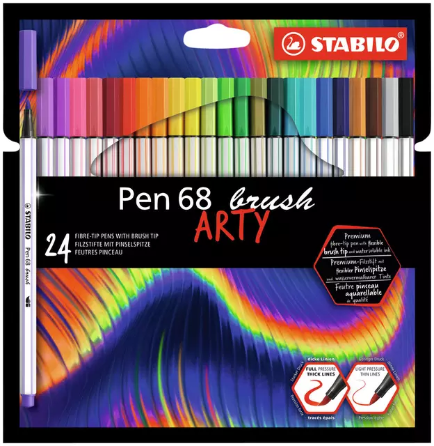 Een Brushstift STABILO Pen 568/24 Arty assorti set à 24 stuks koop je bij De Joma BV