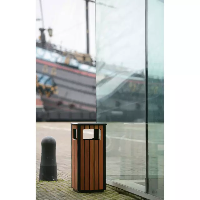 Een Afvalbak Vepa Bins voor buiten 36l zwart/houtlook koop je bij All Office Kuipers BV